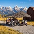 13x25 FT Heavy Duty Metal Carport, Galvanized Steel Roof Car Canopy Garage Shelter with Reinforced Frame, Outdoor Hardtop Car Port for Pickup Truck, SUV, Motorcycle, Boat, All Weather Protection