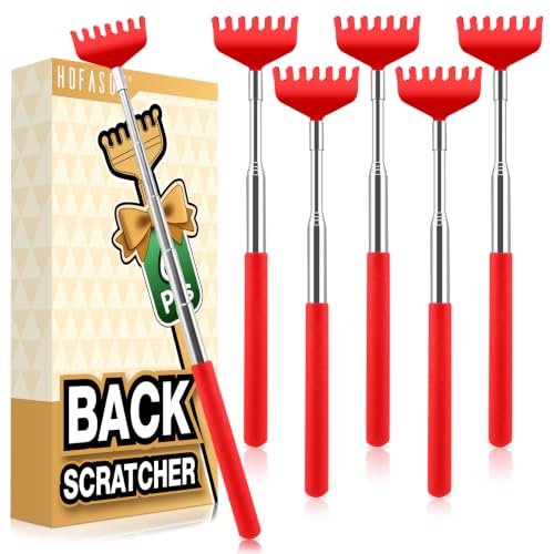Image of HOFASON Back Scratcher 6 Pack, Stocking Stuffers for Men Adults Women Teens | Christmas Small Bulk Gifts for Men Women Teens, White Elephant Gag Birthday Gifts, Party Favors Prizes for Adults (Red)