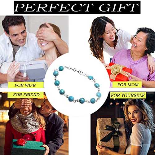 Silver Palace 925 Sterling Silver Natural Larimar Gemstone Bracelet For Women Size- 7 Inch To 8 Inch4