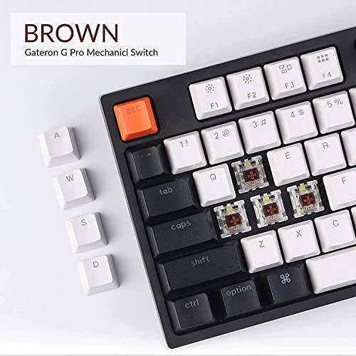 Image of Keychron C1 87 Key Wired Mechanical Keyboard, USB Type-C Cable, Double-Shot ABS Keycaps TKL Mechanical Gaming Keyboard, White Backlit Gateron G Pro Brown Switch for Mac Windows
