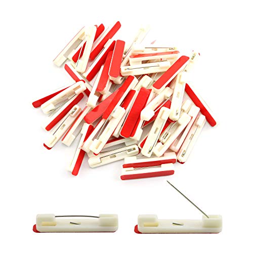 Tegg Adhesive Badge Crafting Pins 50PCS 1.42 inches Self-Adhesive Bar Safety Pins for ID Badges, Ribbons,Nametags and Crafting