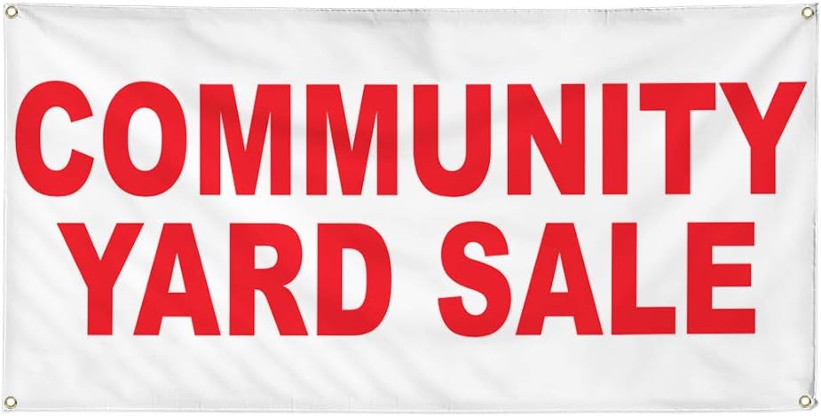 Vinyl Banner Multiple Sizes Community Yard Sale Red Business Outdoor Weatherproof Industrial Yard Signs 4 Grommets 24x36Inches
