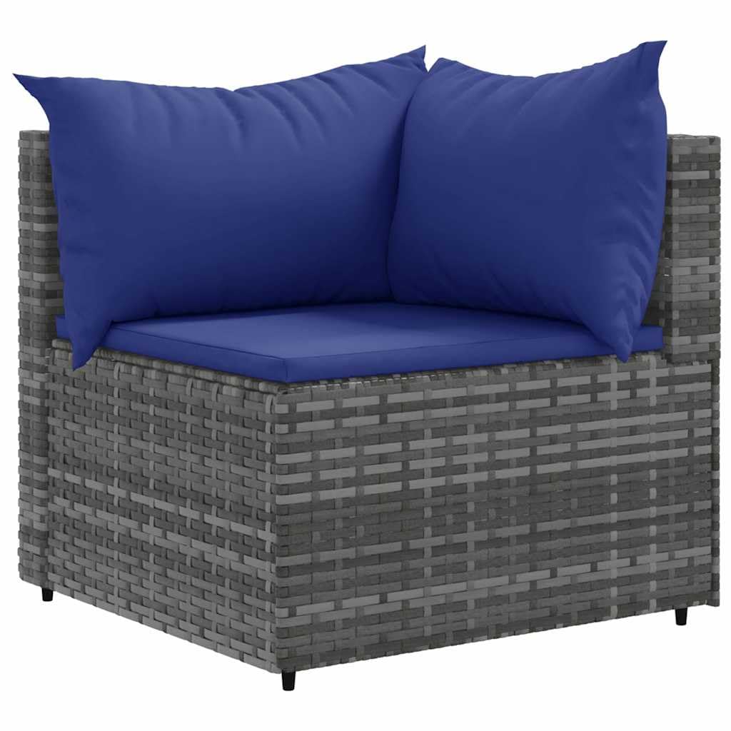 Set di 4 mobili da giardino in rattan sintetico grigio con cuscini