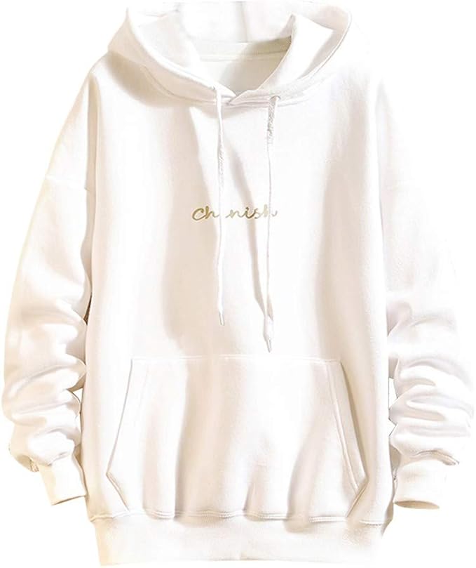 Amazon Y E プルオーバー スウェットシャツ パーカー フード付き 長袖 無地 おおきいサイズ カジュアル トレーナー トップス ロング丈 ズ 白 トップス メンズ トレーナー パーカー 通販
