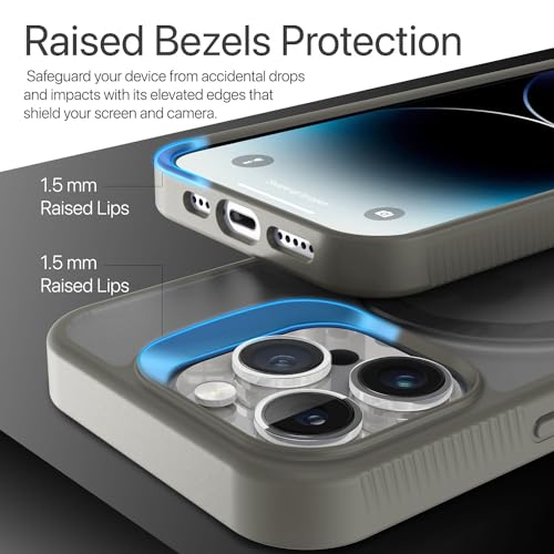 Image of Vaku Luxos Astros Magpro Back Cover Case for iPhone 15 pro with Magnetic Alloy Ring Metal Kickstand Scratch Resistant Slim Thin Military-Grade Protection Compatible with MagSafe - Grey