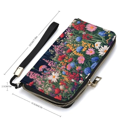 Mountain Flowers Colorful PU Leather Clutch Long Bifold Wallet, Coin Purse Credit Pass Case, Durable Card-Holder Money Storage for Women Men2