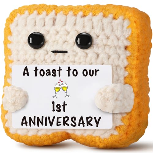 Ovrrcame 1 Year Anniversary Wedding Gifts Cards for Couple Crochet Toast