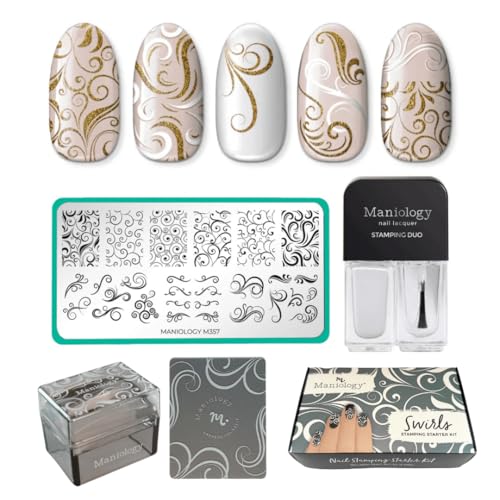 Maniology Swirls Nail Stamping Starter Kit, Swirl, Twist, Whirls, Airy, Ripples Manicure, Simple, Classic, Elegant Nail Art Designs