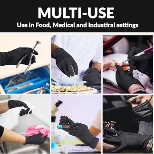 Image of Black Powder Free Nitrile Disposable Hand Gloves - Small, Pack of 100