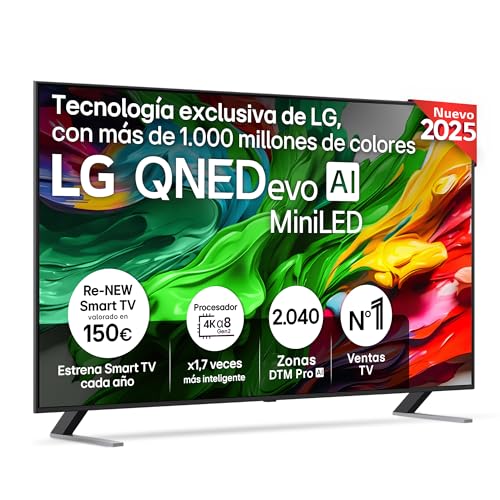 LG 75QNED85A6C - TV 75', 4K QNED EVO, Smart TV, WebOS 25, Procesador Potente e Inteligente, MiniLED AI, Super Upscaling, Dolby Vision y Dilgital Plus, Alexa/Google Assistant, Negro