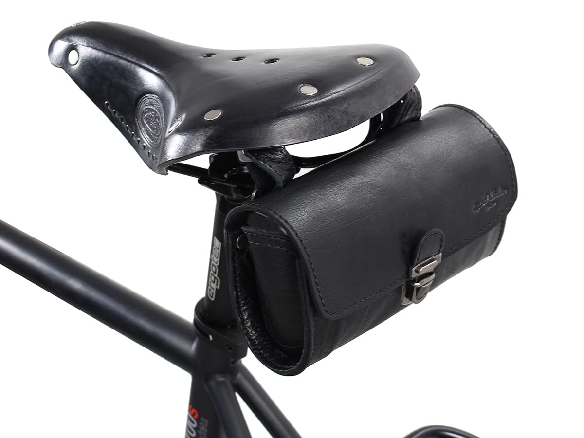 Gusti Satteltasche Leder – Wolfgang L. – Kleine Fahrradtasche Leder für Sattel, Lenker oder Gepäckträger – Praktische Retro Fahrradtasche