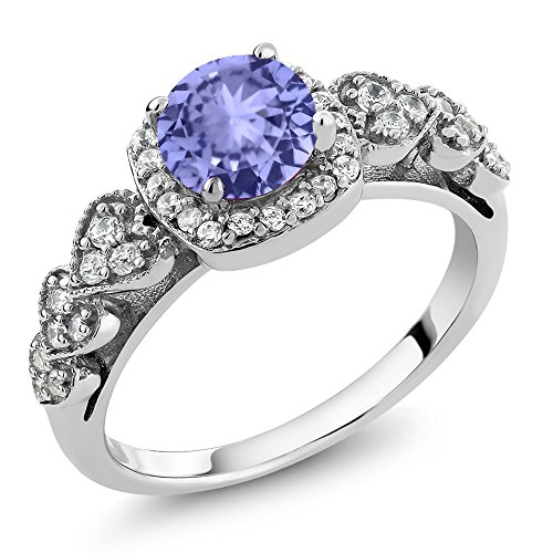 Gem Stone King 925 Sterling Silver Blue Tanzanite Women s Ring (1.22 Cttw, Round 6MM, Gemstone Birthstone, Available In Size 5, 6, 7, 8, 9)
