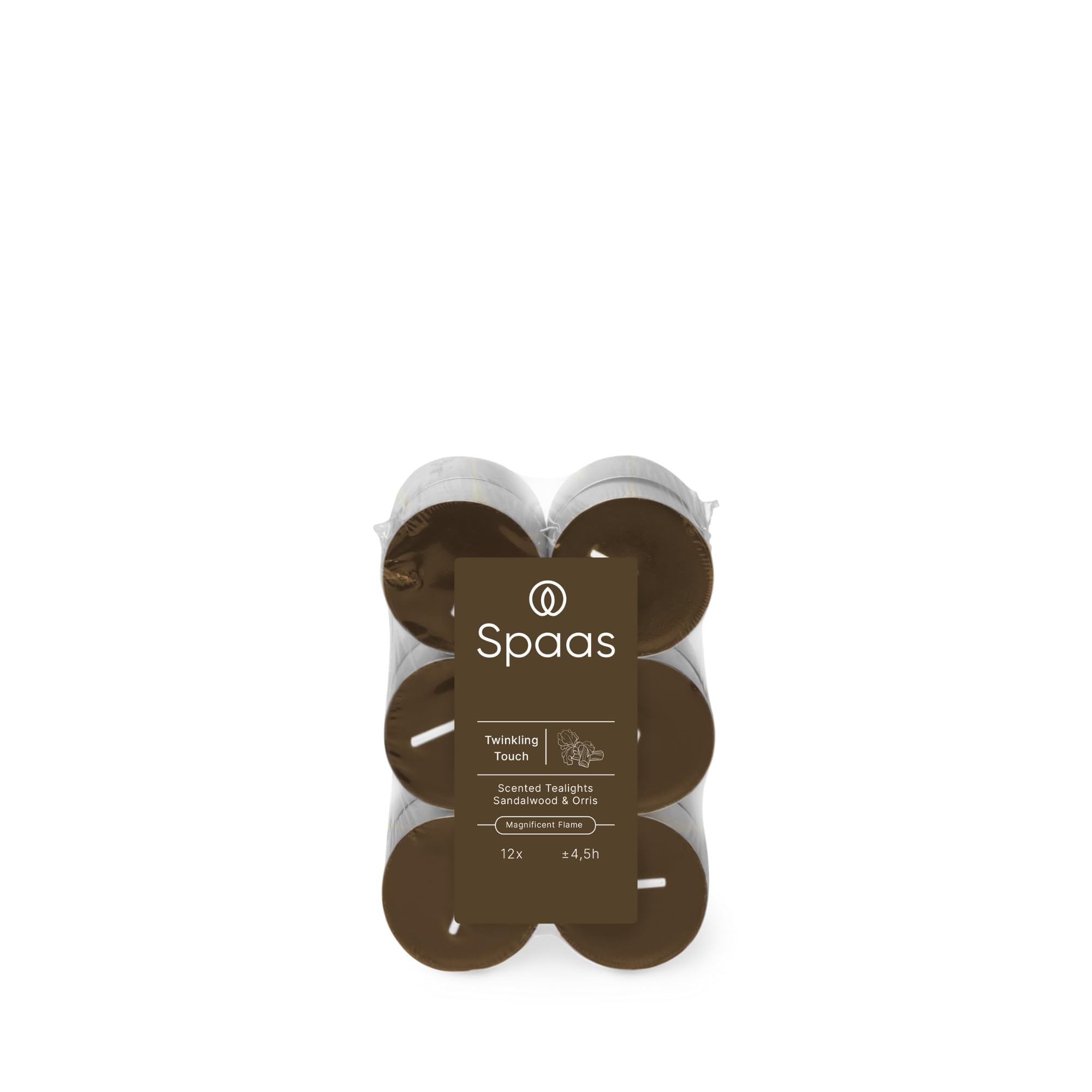 Spaas Khaki Scented Tealights Flatpack X12 4.5H, Twinkling Touch,