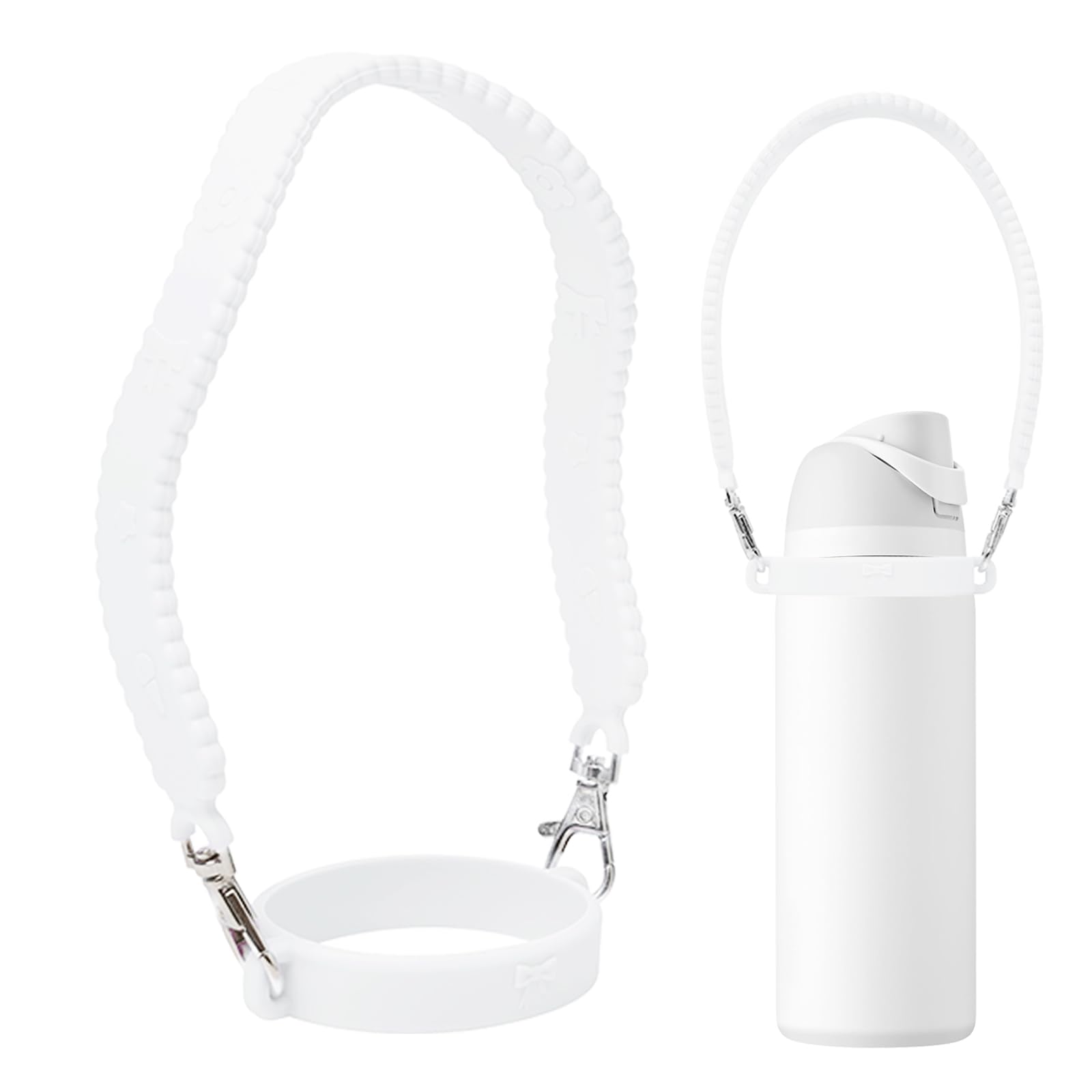GAISHION Silicone Water Bottle Handle Strap for Owala, Stanley,Compatible with Stanley 30&40 oz Tumbler Cup,FreeSip, Twist, and Flip Stainless Steel Water Bottles Accessories-White