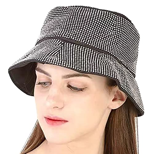 Crystal Rhinestone Bucket Hat Bling Bling Hat Hip Hop Rainbow Caps Headwea #TOP6