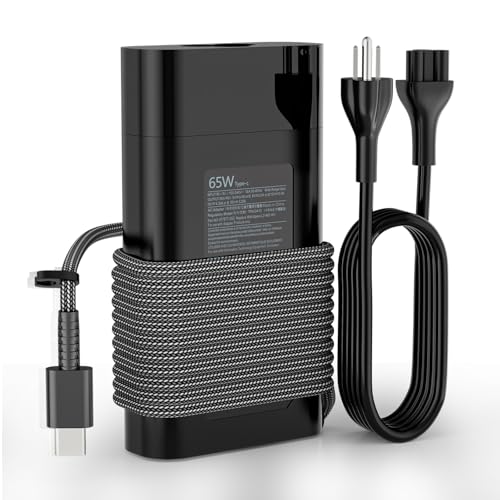 Image of New Slim 65W USB Type C Laptop Charger Compatible with HP, Spectre X360 Envy X360 Elite x2 Elitebook Pavilion Chromebook ProBook Omnibook TPN-LA12 Fast Charging Computer Power AC Adapter (L32392-001)