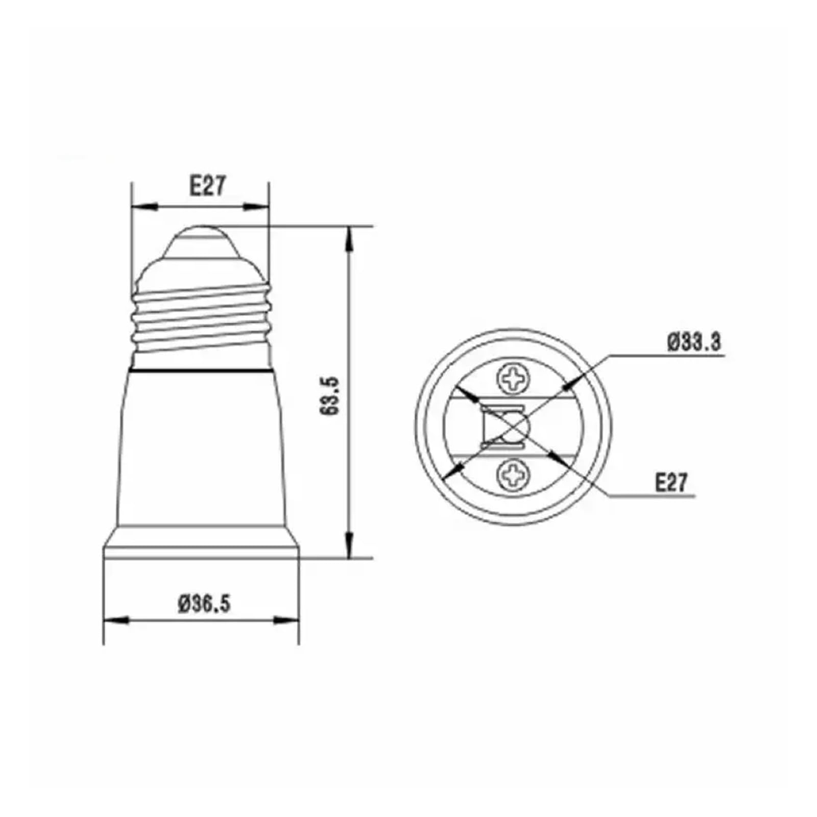 Generico Presa di prolunga da E14 a Adattatore E27 a Portalampada Convertitore Base lampada a LED Luce