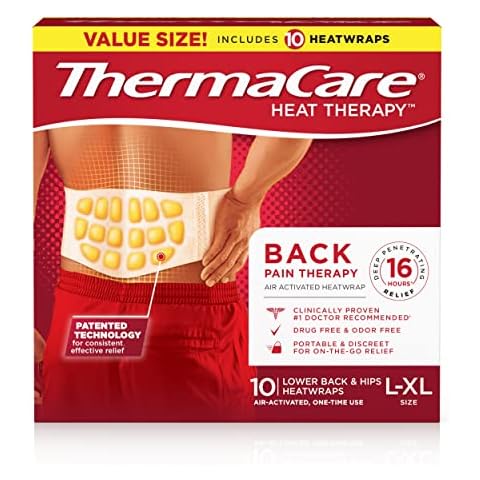 ThermaCare Advanced Back & Hip Therapy Adhesive HeatWraps, Disposable Heat Therapy Patches, Heat Pads for Instant Muscle & Herniated Disc Pain Relief, HSA/FSA Eligible & Approved, L/XL, 10 Count Cover