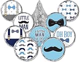 Little Man Baby Shower Favor Stickers, It's a Boy Chocolate Kisses Party Favor Candy Stickers - 180 Labels