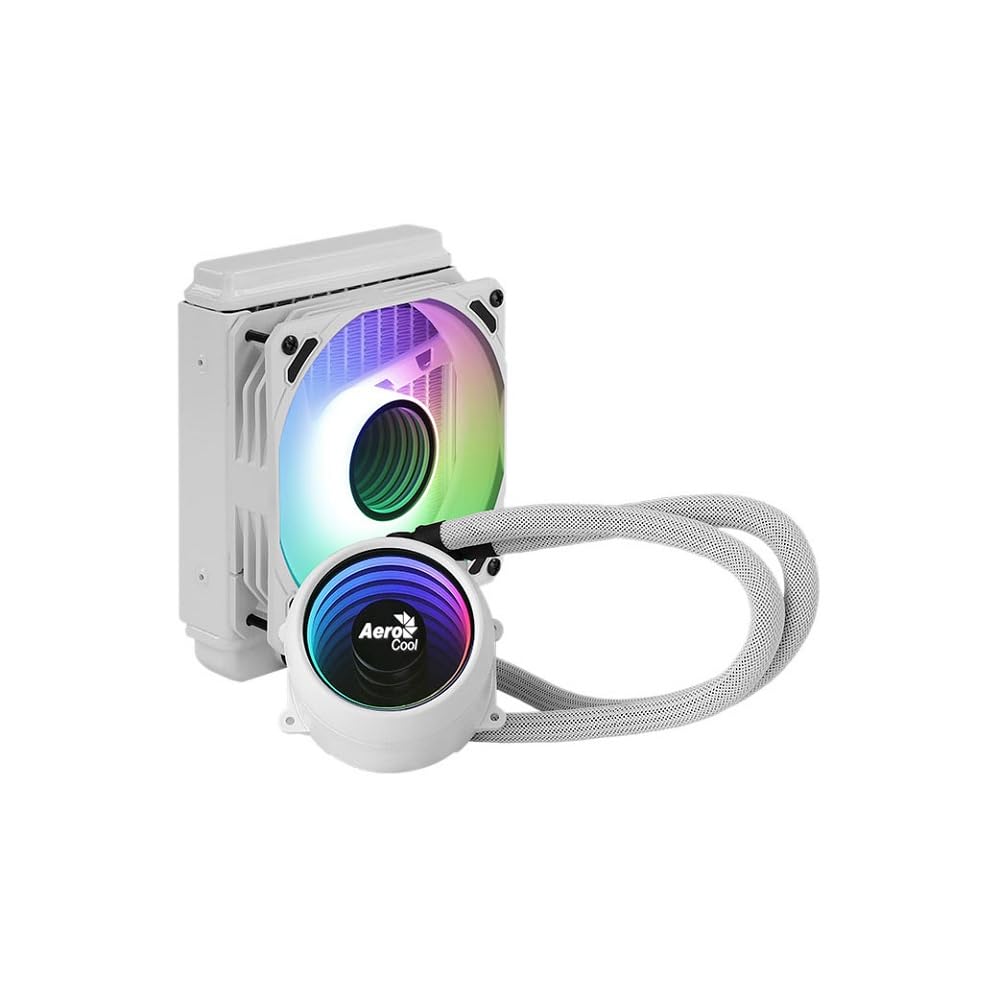 Aerocool MIRAGEL120W, Raffreddamento a Liquido per CPU, Ventola ARGB da 120 mm, TDP 200W, Bianco