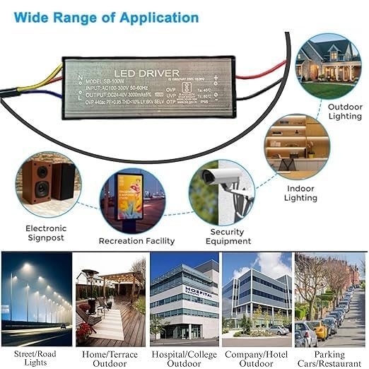 Image of 100 Watt 3000mA IP66 Led Driver With 2 Years Warranty and 6Kv Surge,OVP,UVP,OTP Protection for Street /Flood Light Repairing (10)
