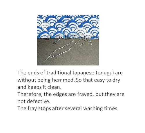 Tenugui - Traditional Pattern 3 Pieces Set (Wave, Chain, Folded Paper Crane) #TOP4