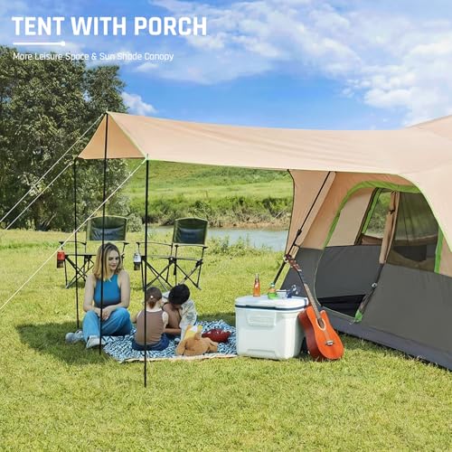 Image of 8 Person Instant Cabin Tent, Easy 60 Second Setup Family Tents for Camping, Pop up Camping Tent, Large Waterproof Tents for Outdoor Camping, Spacious Interior, Upgraded Ventilation