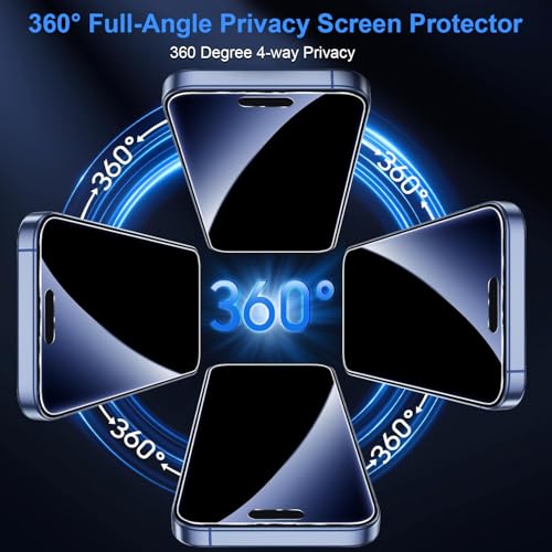 Image of OneFish Screen Protector for iPhone 14 Pro Max 360 Privacy, 2 Pack