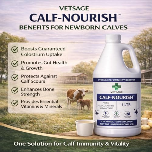 Image of Calf Nourish Nutritional Tonic for Young Calves and Small Ruminants, Dietary Supplement for Animal Support and Balanced Liquid Nutritional Intake | 1000 ml