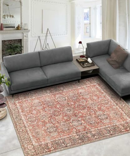 Alfombra decorativa para el hogar Oriental Babilonia, color rojo, 160 x 230 cm, reproducción de diseño persa clásico de estilo vintage. Alfombra lavable para salón, salón, dormitorio.