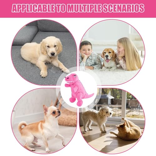 Plush Dinosaur Dog Toy, interaktives Hunde-Kauspielzeug, Squeaky-Puppe, Teeth Cleaning & Bite Resistant, ideal für kleine & mittlere Brötchen für Hunde & Katzen, Größe 8,66 x 6,3 Zoll