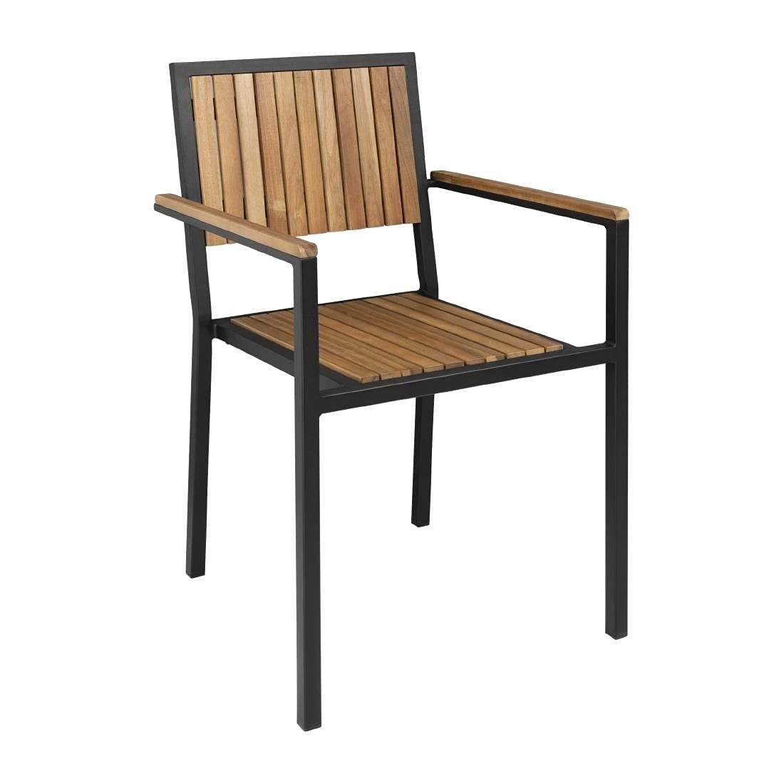 Bolero Brown Steel & Acacia Armchair (4 Pack)