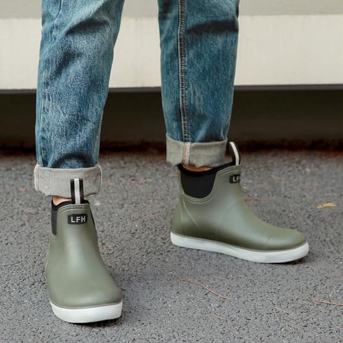 Sowdus Gummistiefel Herren Gefütterte, Original Grundlegend Wasserdicht Atmungsaktiv Stiefeletten, Anti-Rutsch Mode PVC Chelsea-Stiefel, Gummistiefel Herren