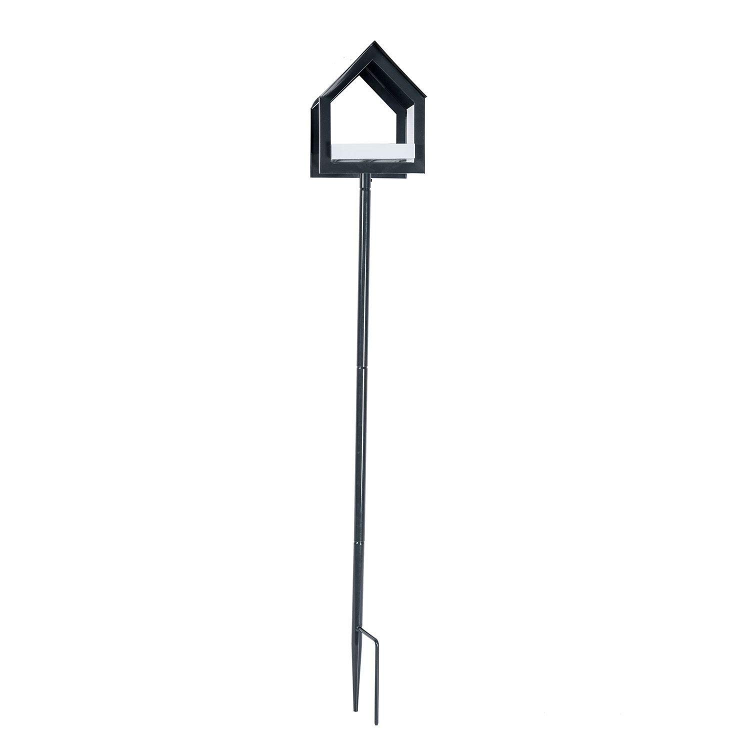 HOMESCAPES Futterhaus für Vögel, minimalistische Vogelfutterstation aus Metall, alleinstehender Futterspender, 130 cm Höhe
