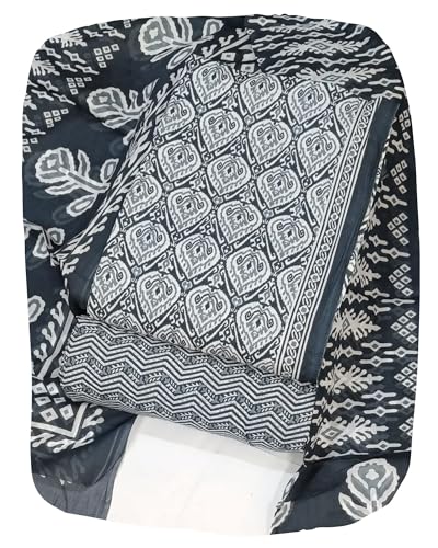 Image of DRAVINAM Trends Women's Premium Cambric Cotton Jaipuri Printed Unstitched Salwar Suit Dress Material with Mulmul Cotton Dupatta