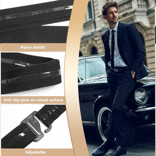 2 Pcs Shirt Stays Belt For Men,Adjustable Belt Style Stays Keepers Elastic Belt Accessories For Men3