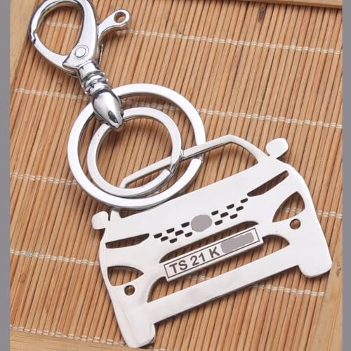 Image of SIlver Valley 1.75mm Thick Customized Car Key Chain Your Car No. Plate on Your Any Car Model Keychain