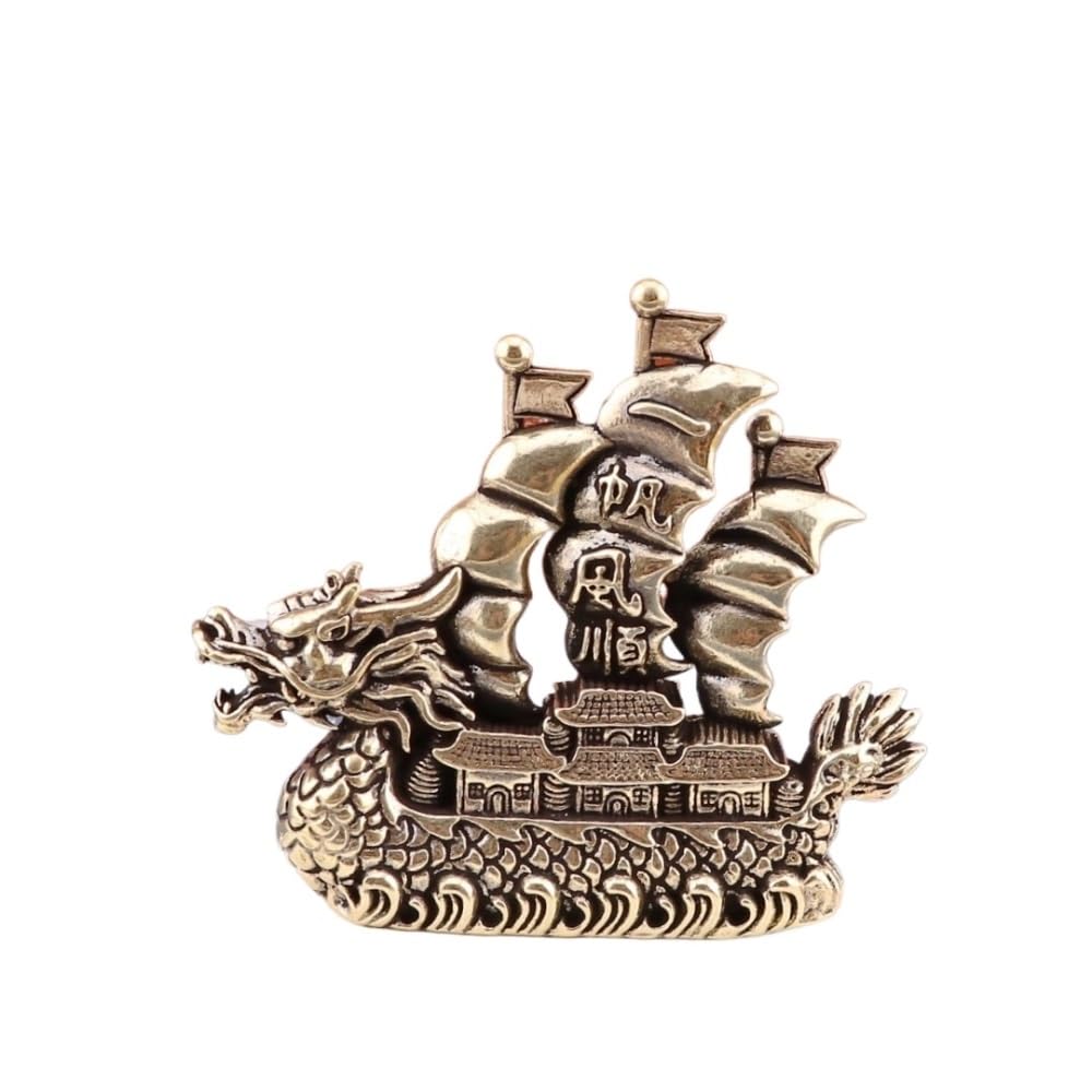 Huffa Brass Dragon Boat Decoration For Living Room Office Desktop Shelf Decor