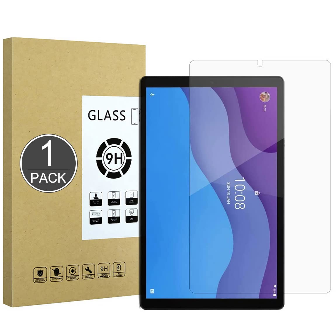 E-Hamii [1 Pezzi Vetro Temperato Infrangibile 9H Compatibile con Huawei MediaPad T5 10.1,[Cristallo HD Chiaro] Pellicola Salvaschermo da 0,33 mm per Huawei MediaPad T5 10.1