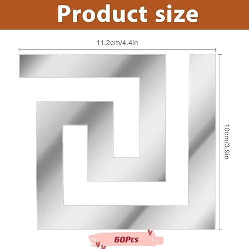 Miniatura 3 de CAQIKRIG 60 calcomanías de espejo de bricolaje extraíbles y adherentes diseño de arte de bricolaje calcomanías de pared para el hogar habitación
