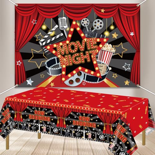 Ya en mundofriki.es: Decoraciones de la Noche de Cine, Telón de Fondo Movie Night, Now Showing Tablecloth Mantel, para la Fiesta de la Noche de la película Alfombra roja Suministros de la Fiesta de cumpleaños