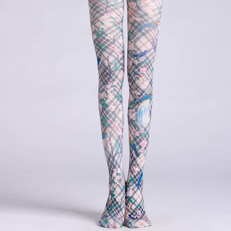 Image of Sahabowi Women Tights, Sheer High Waist Pantyhose, Vintage Control Top Stockings, Siwa opaque print1