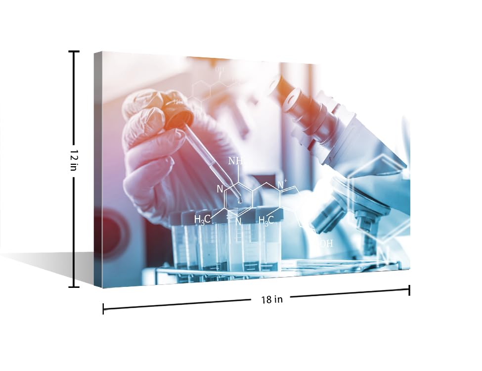 Image of 1 Panels Framed Wall Art Scientist and Test Tubes Laboratory Concept Paintings for Wall Decorations Clinical Laboratory Wall Pictures Art Prints Giclee Gallery-Wrapped Posters and Prints (12 inch Wx18 H)