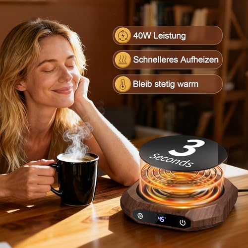Kaffeewärmer,Elektrischer Kaffeewärmer für den Schreibtisch mit 3 Temperatureinstellungen,Becherwärmer für Getränke, Drinks, Tee, geeignet für Büro und Zuhause (Braun) – Bild 2