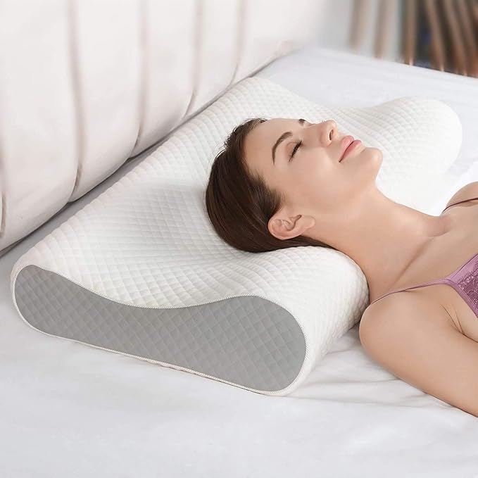 Image of Memory Foam Cervical Orthopedic Pillow for Neck & Shoulder Pain Relief | Ergonomic Contour Neck Support Sleeping Pillow | Pressure Relief Memory Foam Bed Pillow for Back Side Sleepers Breathable Cover