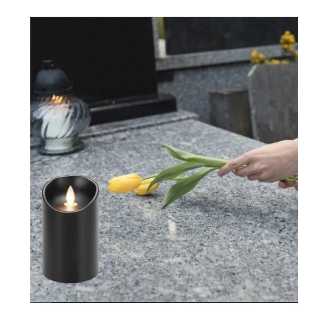 Generico Lumino negro LED llama a pilas para cementerio luz votiva vela