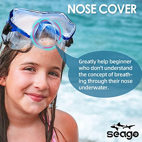 Seago Kids Swim Goggles For Boys Girls Youth Swimming Goggles With Nose Cover Scuba And Silicone Swim Mask Anti-Fog No Leak 180° Panoramic Clear View Tempered Glasses Water Pool Goggles For Teens 6-14 8-12 #TOP3