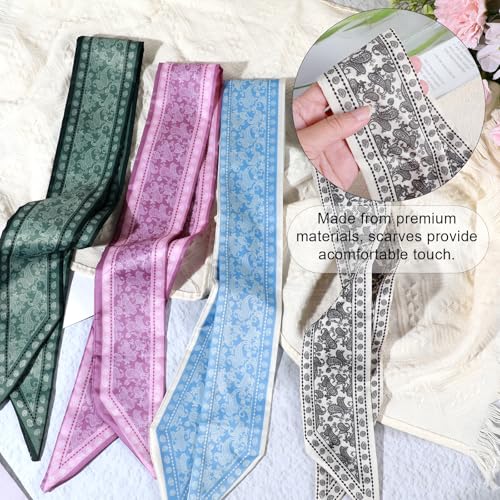 4 Pcs Hair Scarf Satin Head Scarf for Women, Fashion Bag Scarf for Handbags Purse Scarf Bohemian Style Hair Neck Scarves Bandana for Handbags Accessories2