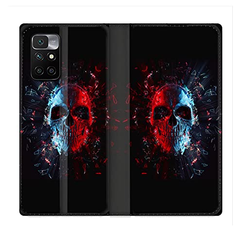 Funda Xiaomi Redmi 10 de Cuero Tipo Libro Libro con Tapa Antigolpes Calavera