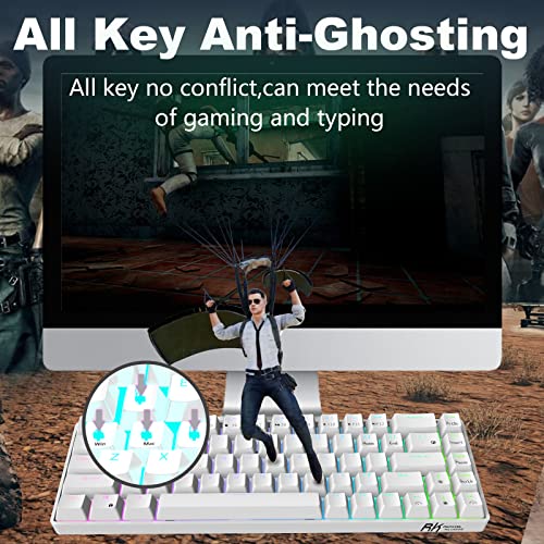 Image of RK ROYAL KLUDGE RK68 (RK855) Wired 65% Mechanical Keyboard, RGB Backlit Ultra-Compact 60% Layout 68 Keys Gaming Keyboard with Brown Switch and Stand-Alone Arrow /Control Keys, White